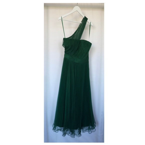 asos green one shoulder dress